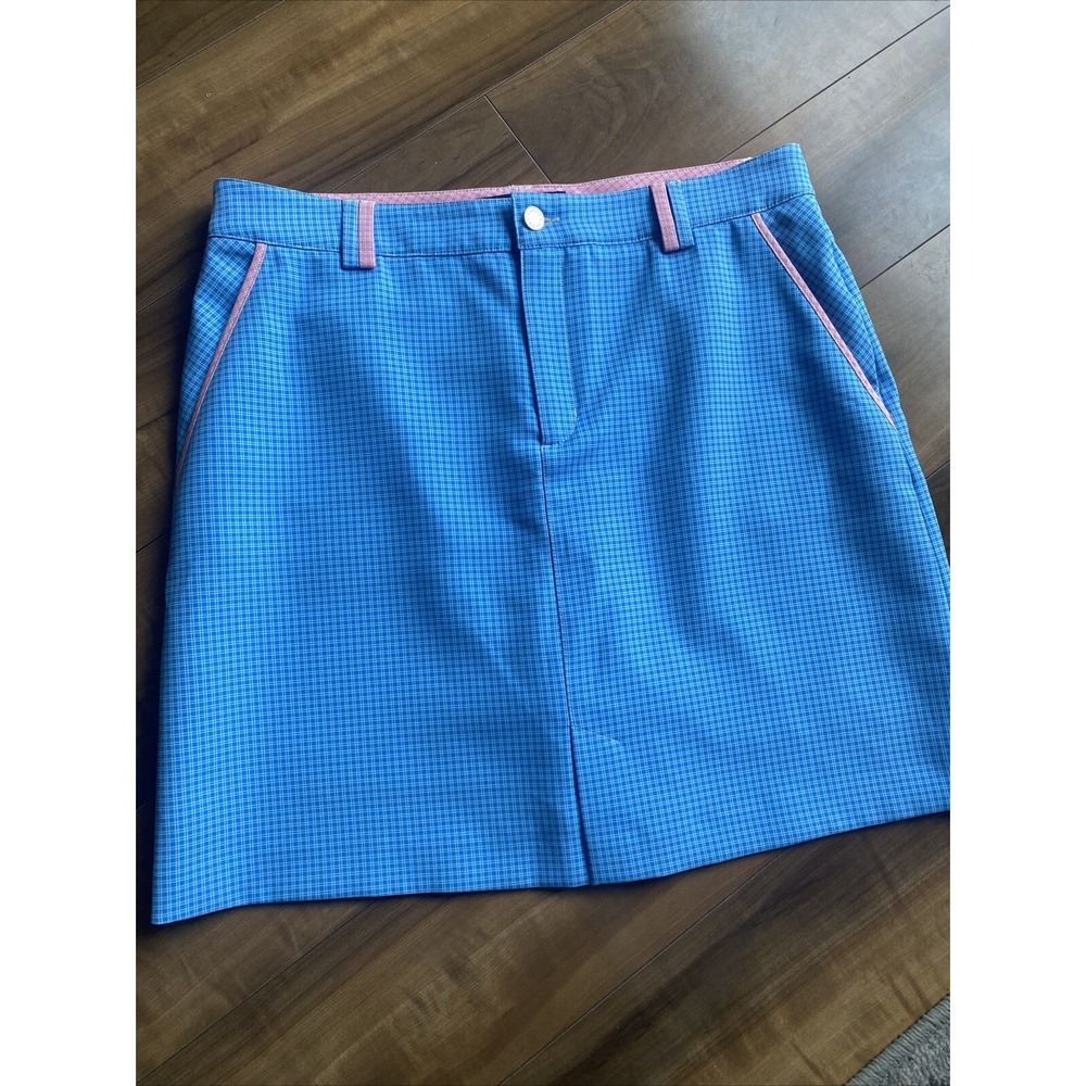 Lohla Sport Golf Skort Womens Size 8 Blue Pink Checkered Athletic Skirt Preppy
